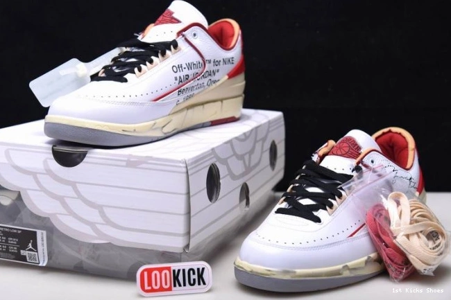 1st Kicks Shoes White SP Low DJ4375-106 Off-White Jordan Red Retro 2 0823